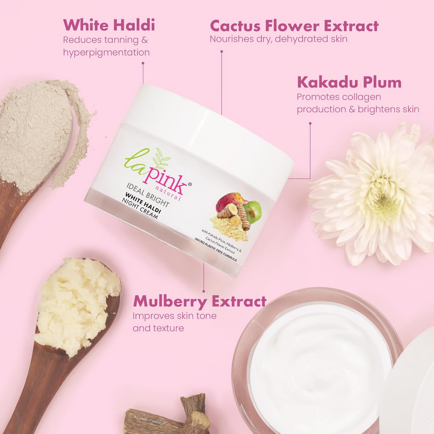 La Pink Ideal Bright Night Cream With White Haldi