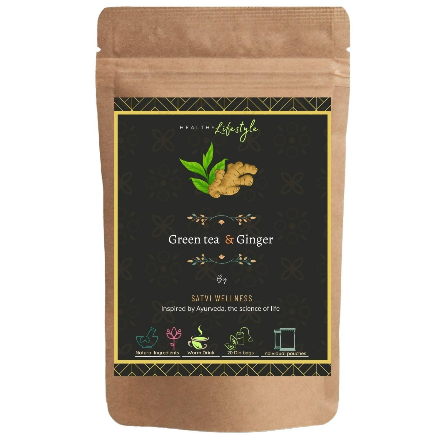 Buy Satvi Wellness Green Tea Ginger Tea Bags from DrMediCart