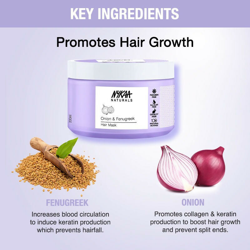 Nykaa Naturals Anti-Hair Fall Sulphate-Free Hair Mask With Onion & Fenugreek - Drmedicart