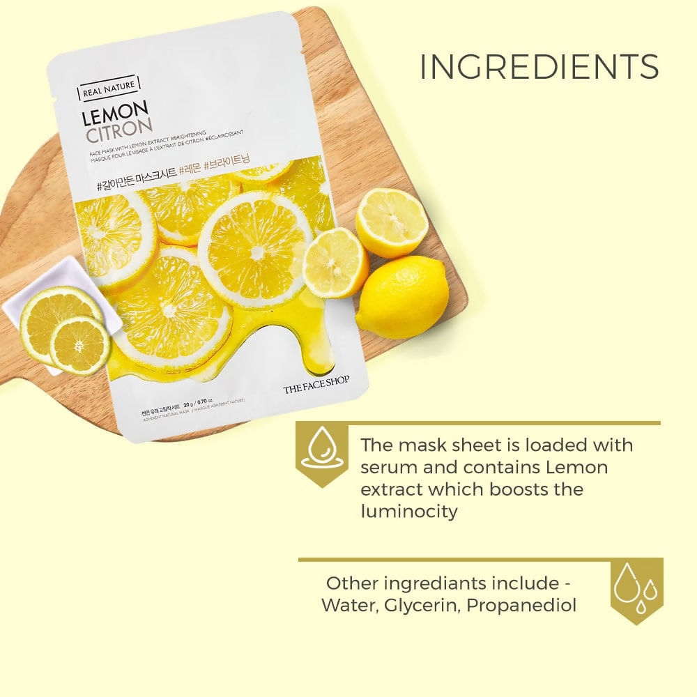 The Face Shop Real Nature Lemon Face Mask - Korean Skincare