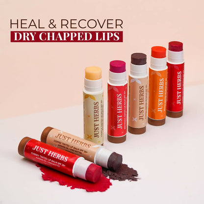 Just Herbs Peach Tinted Lip Balm with SPF 20+ for Dark Lips to Lighten