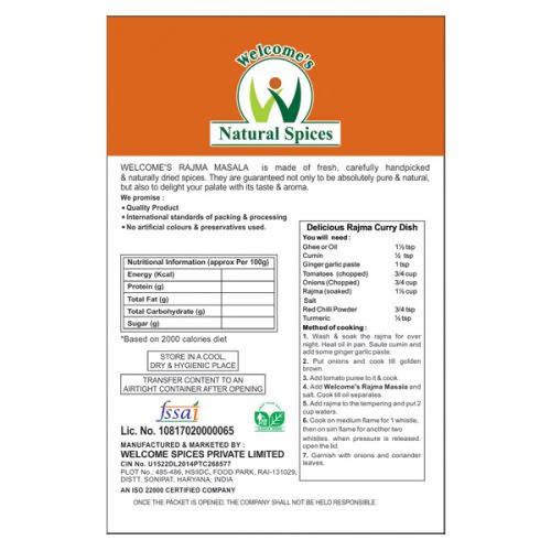 Welcomes Natural Spices Rajma Masala Powder