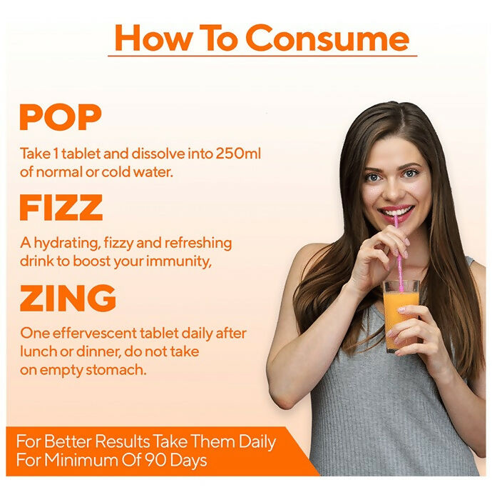 Zingavita Vitamin C Effervescent Tablets for Stronger Immunity - Orange Flavor - Drmedicart