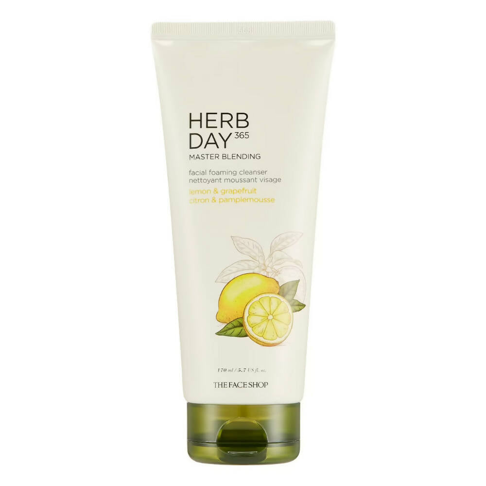 The Face Shop Herb Day 365 Master Blending Foaming Cleanser-Lemon & Grapefruit - Korean Skincare