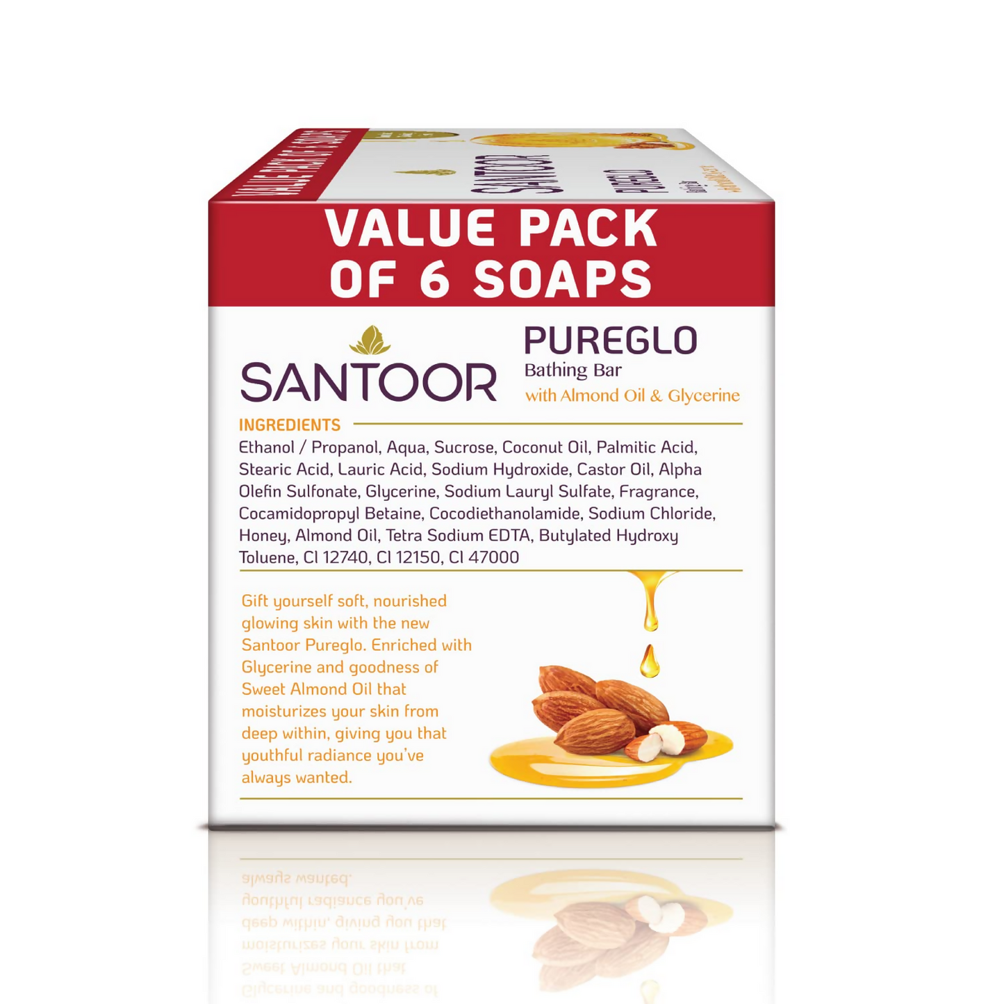Santoor PureGlo Glycerine Soap with Almond Oil And Glycerine