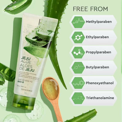 The Face Shop Jeju Aloe Fresh Soothing Foam Cleanser - Korean Skincare