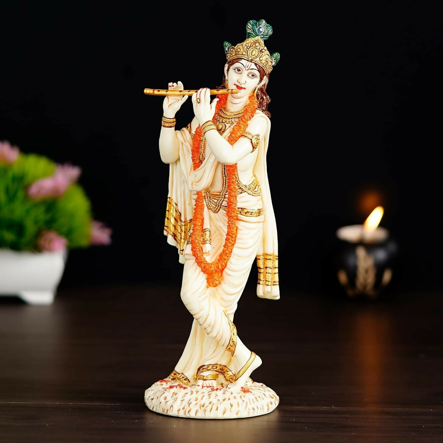 Buy Shyam Antique Creation Lord shri Krishna Playing Flute Standing kanha Idol