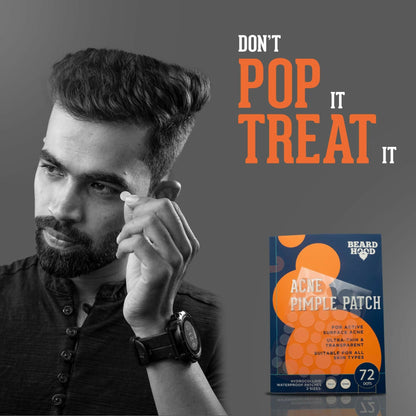 Beardhood Acne Pimple Patch Hydrocolloid Waterproof Patches For Active Surface Acne, Absorbs Pimple Overnight