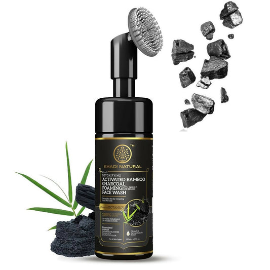 Buy Khadi Natural Activated Bamboo Charcoal Foaming Face Wash With In- Built Face Brush from DrMediCart, Ship from India to USA