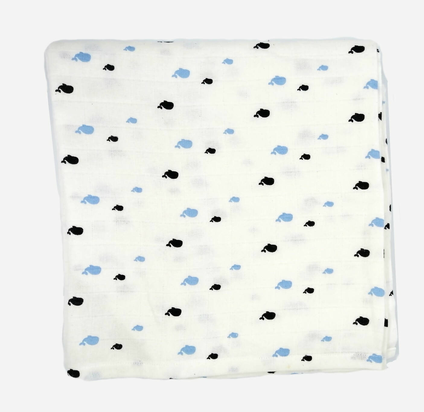 Kindermum Organic Cotton Muslin Swaddle Blanket 110 Cm X 110 Cm - Set Of 2 - Bear And Whale