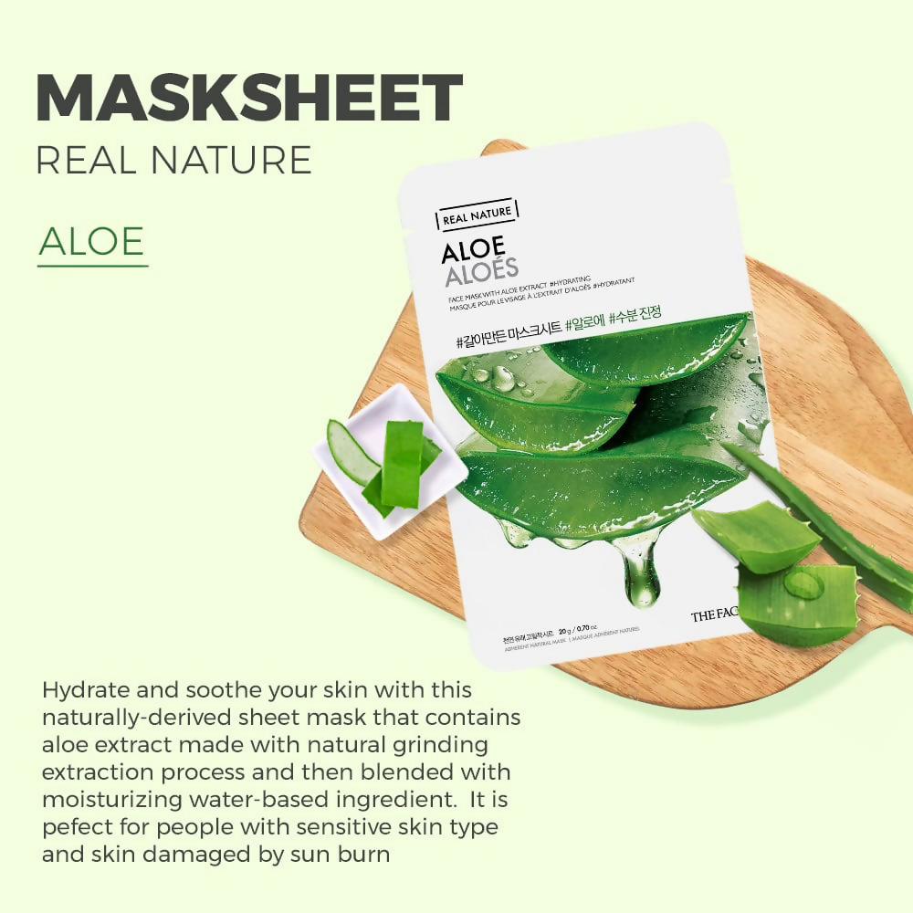 The Face Shop Real Nature Aloe Face Mask - Korean Skincare