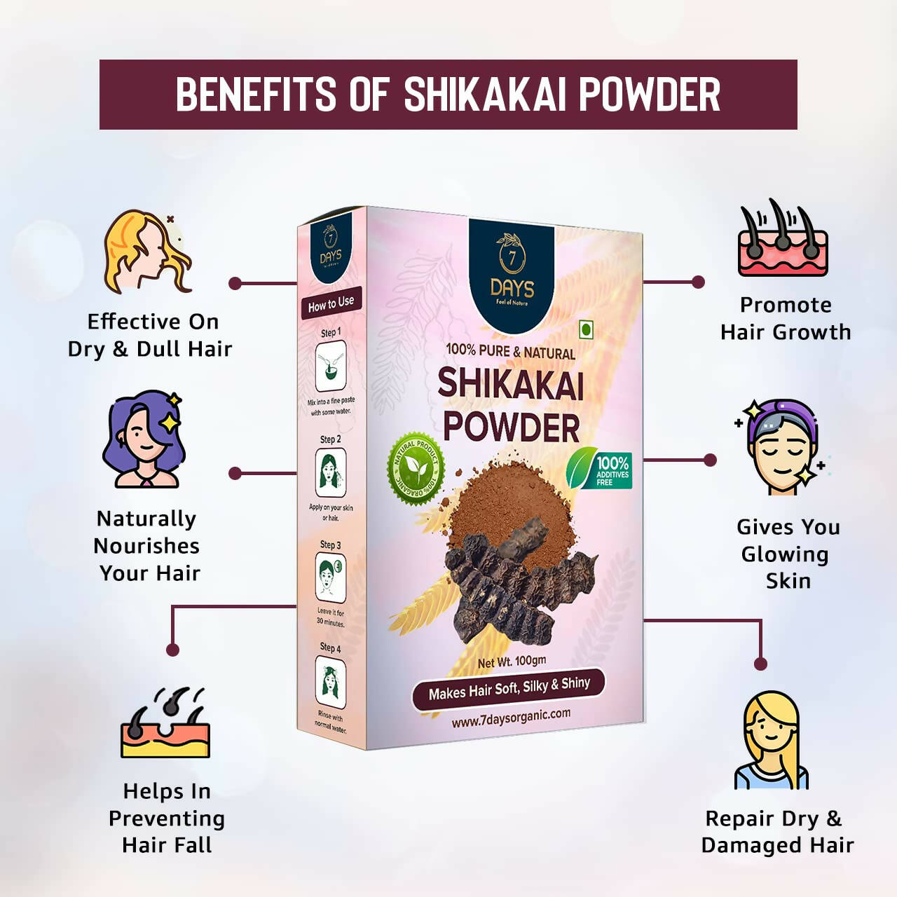 7 Days 100% Pure & Natural Shikakai Powder