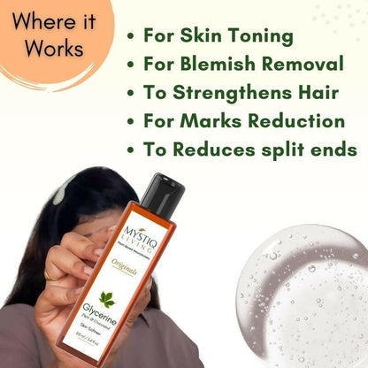 Mystiq Living Glycerine Pure And Unscented Liquid Gel 100% Organic For Face,Skin Care & Hair