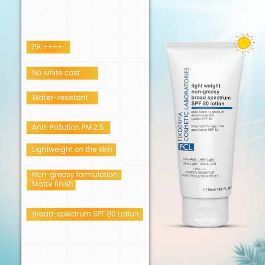 Buy FCL Light Weight Non-Greasy Broad Spectrum SPF 80 Lotion from DrMediCart, Ship from India to USA