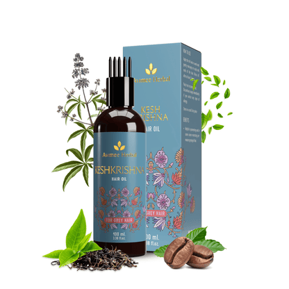 Avimee Herbal Anti Grey Hair Combo - Keshkrishna Hair Oil And Scalptone Grey Hair Serum, Restores Natural Color