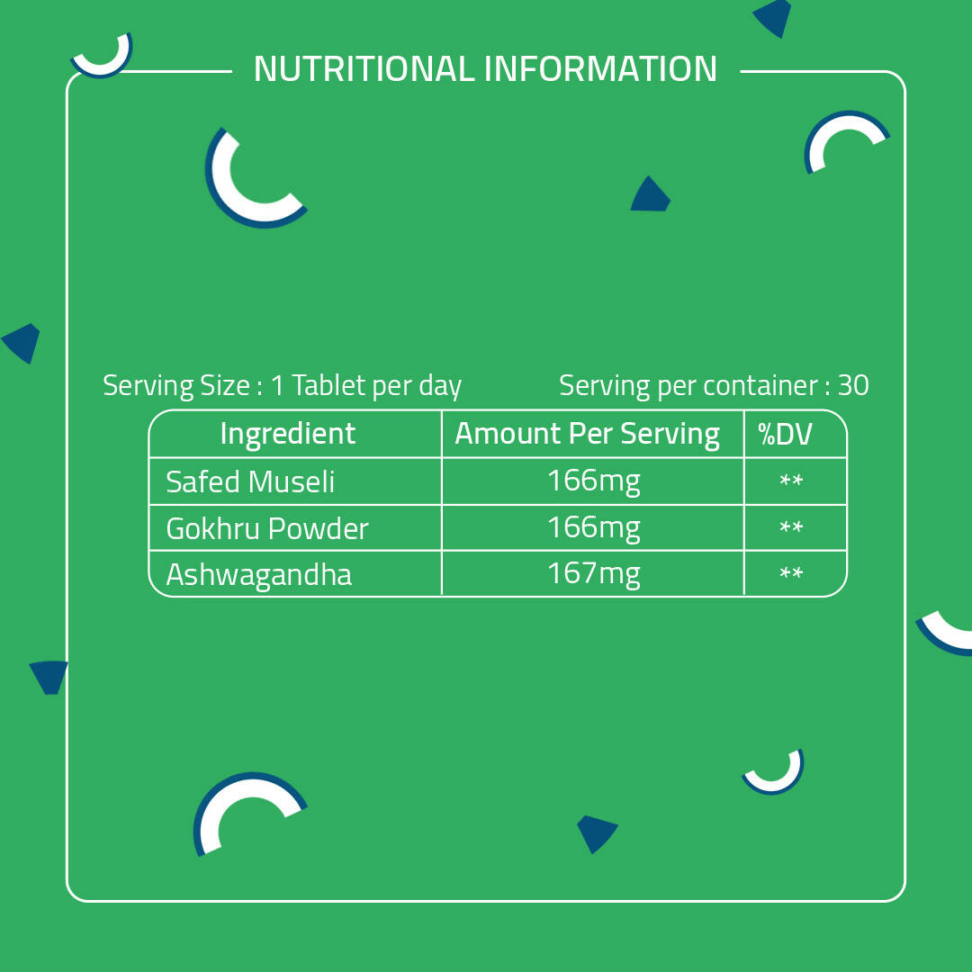 Laurik Perfomax Safed Musli, Ashwagandha, Gokhru Tablets | Supports Strength And Vitality