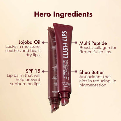 Conscious Chemist Peptide Lip Balm, Lush Lips with SPF15 - Raspberry Gummy