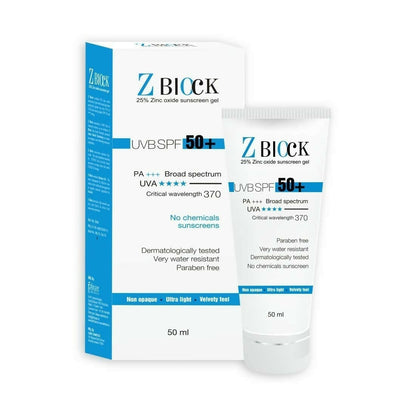 Buy Zymo Cosmetics Z-Block 25% Zinc Oxide Sunscreen Gel SPF 50+ PA+++ from DrMediCart, Ship from India to USA