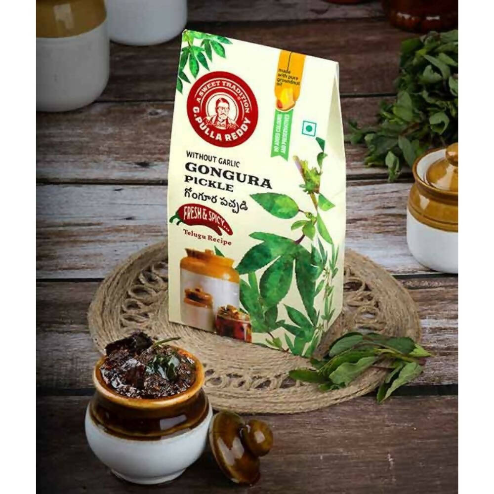 Buy Pulla Reddy Gongura Pickle Without Garlic from DrMediCart, Ship from India to USA