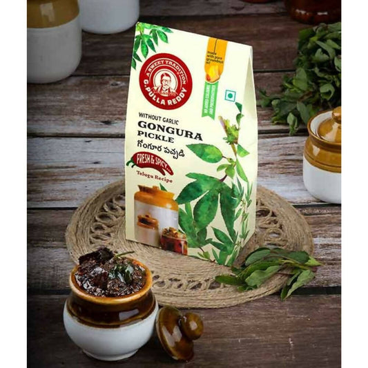 Buy Pulla Reddy Gongura Pickle Without Garlic from DrMediCart, Ship from India to USA