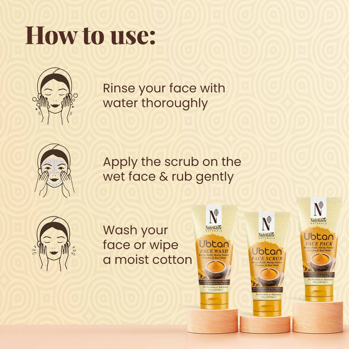 NutriGlow NATURAL'S Ubtan Face & Body Scrub with Besan, Moong Powder