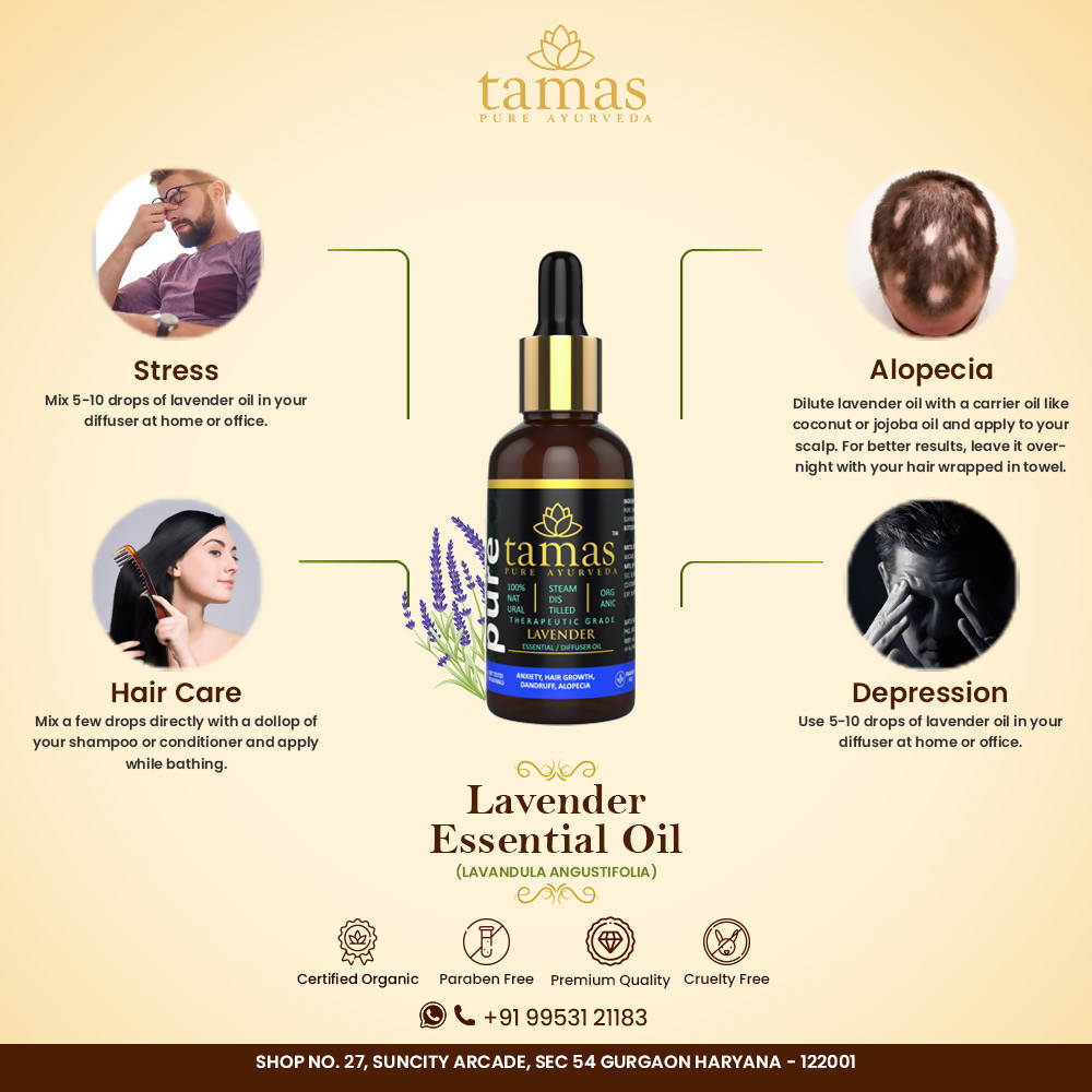 Tamas Pure Ayurveda 100% Organic Lavender Essential Oil India - USDA Certified Organic