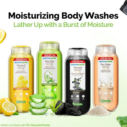 Mamaearth Charcoal Moisturizing Body Wash with Activated Charcoal & Energizing Mint for Skin