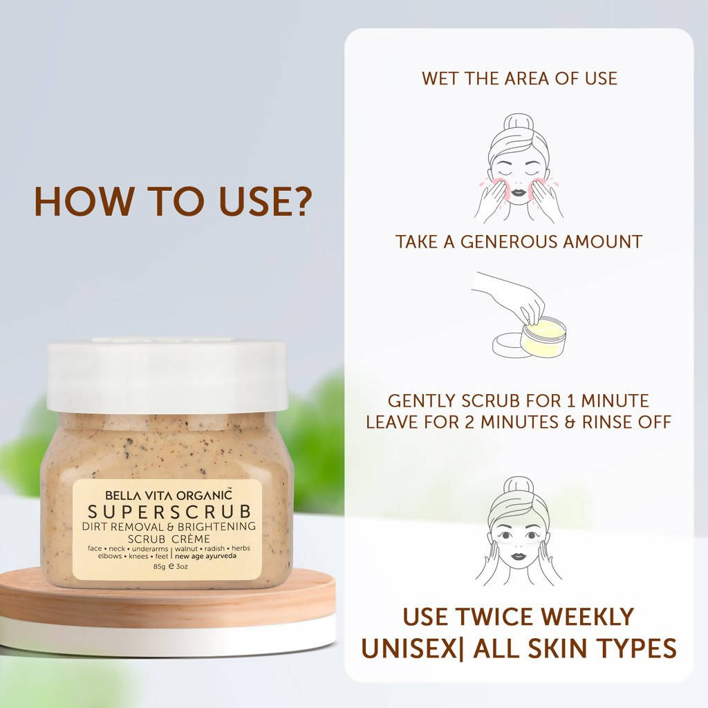 Bella Vita Organic SuperScrub Dirt Removal & Skin Brightening Scrub Creme - DrMediCart