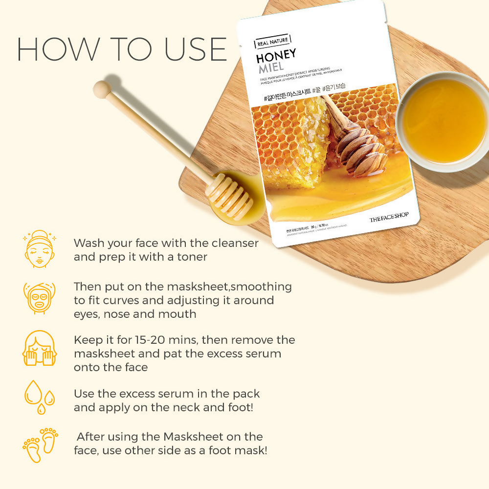 The Face Shop Real Nature Honey Miel Face Mask - Korean Skincare