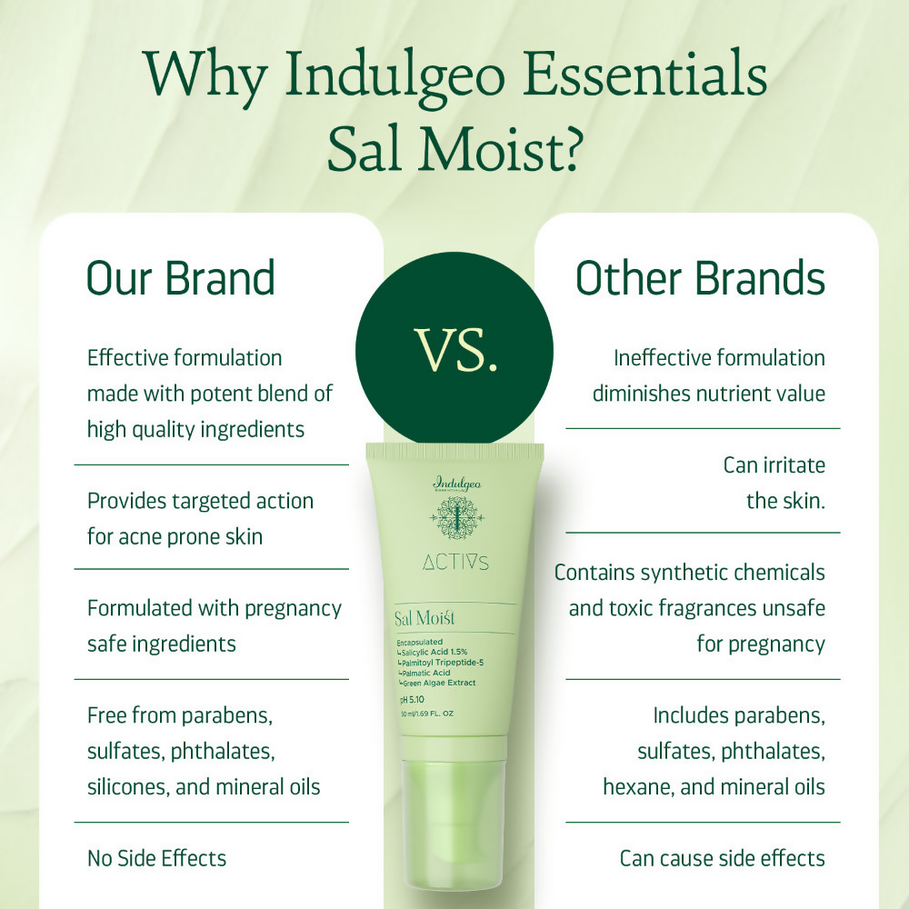 Indulgeo Essentials Sal Moist - Encapsulated Salicylic Acid Acne Healing Face Moisturiser 1.5%