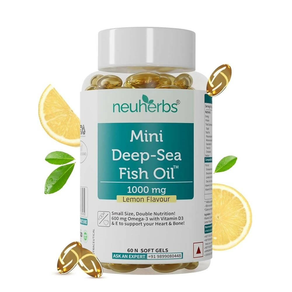 Neuherbs Mini Deep Sea Omega 3 Fish Oil 1000 mg Soft Gels - Lemon Flavor