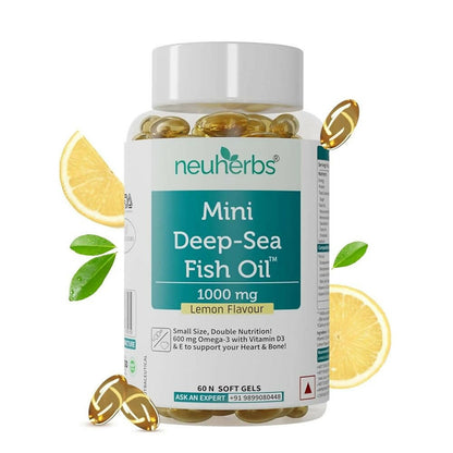 Neuherbs Mini Deep Sea Omega 3 Fish Oil 1000 mg Soft Gels - Lemon Flavor
