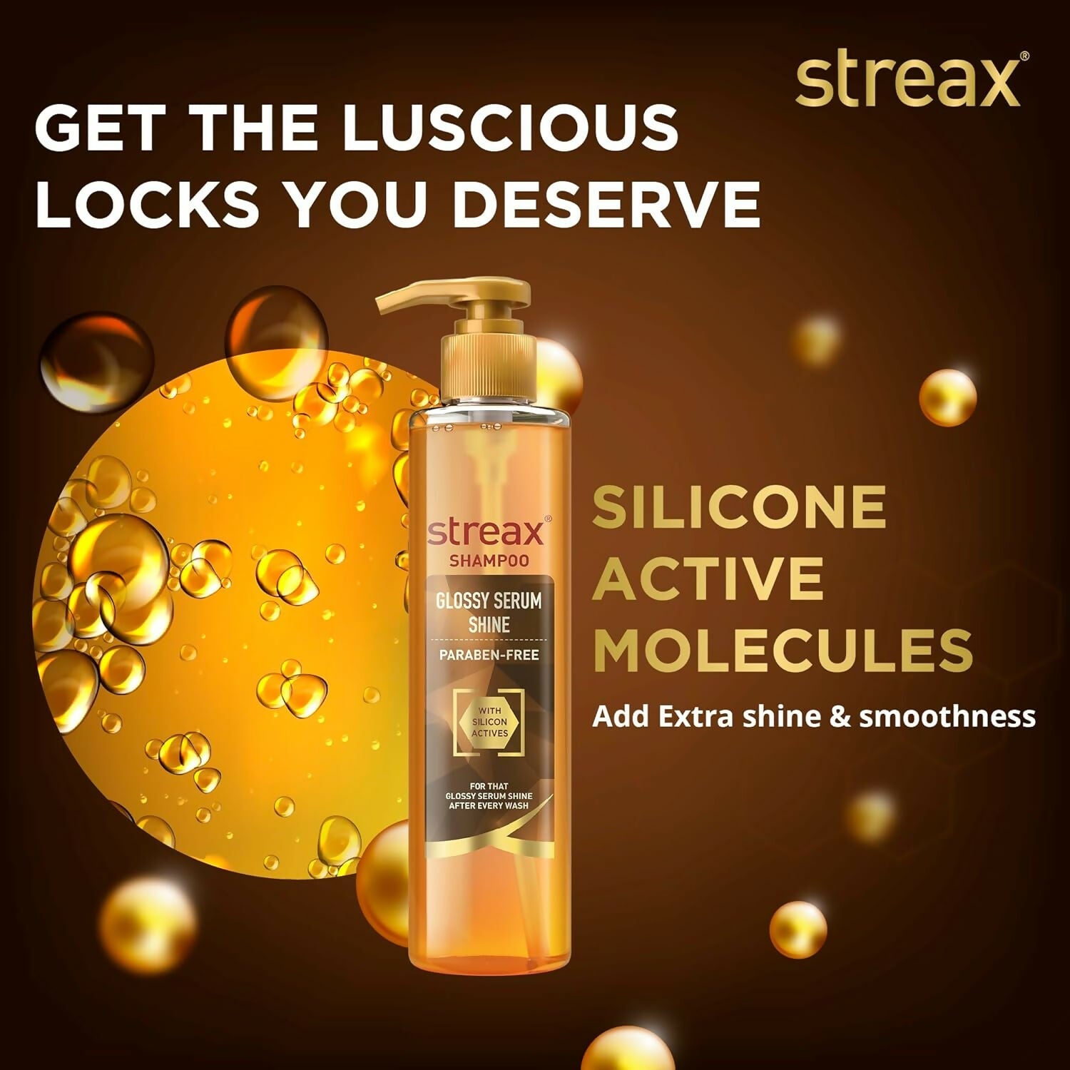 Streax Glossy Serum Shine Shampoo with Silicon Actives For Frizzy and Dry Hair
