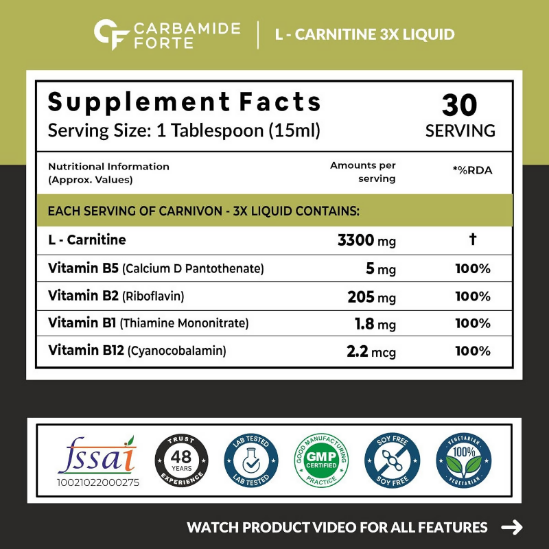 Carbamide Forte L-Carnitine 3300mg Liquid - Green Apple