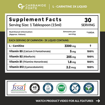 Carbamide Forte L-Carnitine 3300mg Liquid - Green Apple