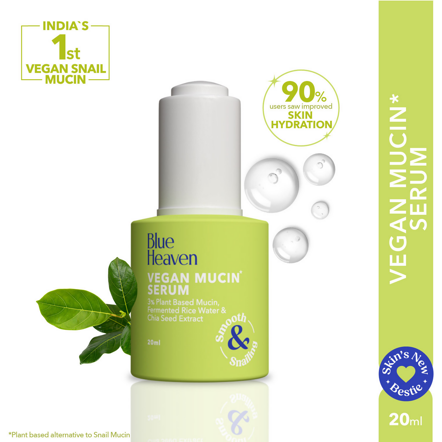 Blue Heaven Vegan Mucin Face Serum Infused with 3% Plant Based Mucin