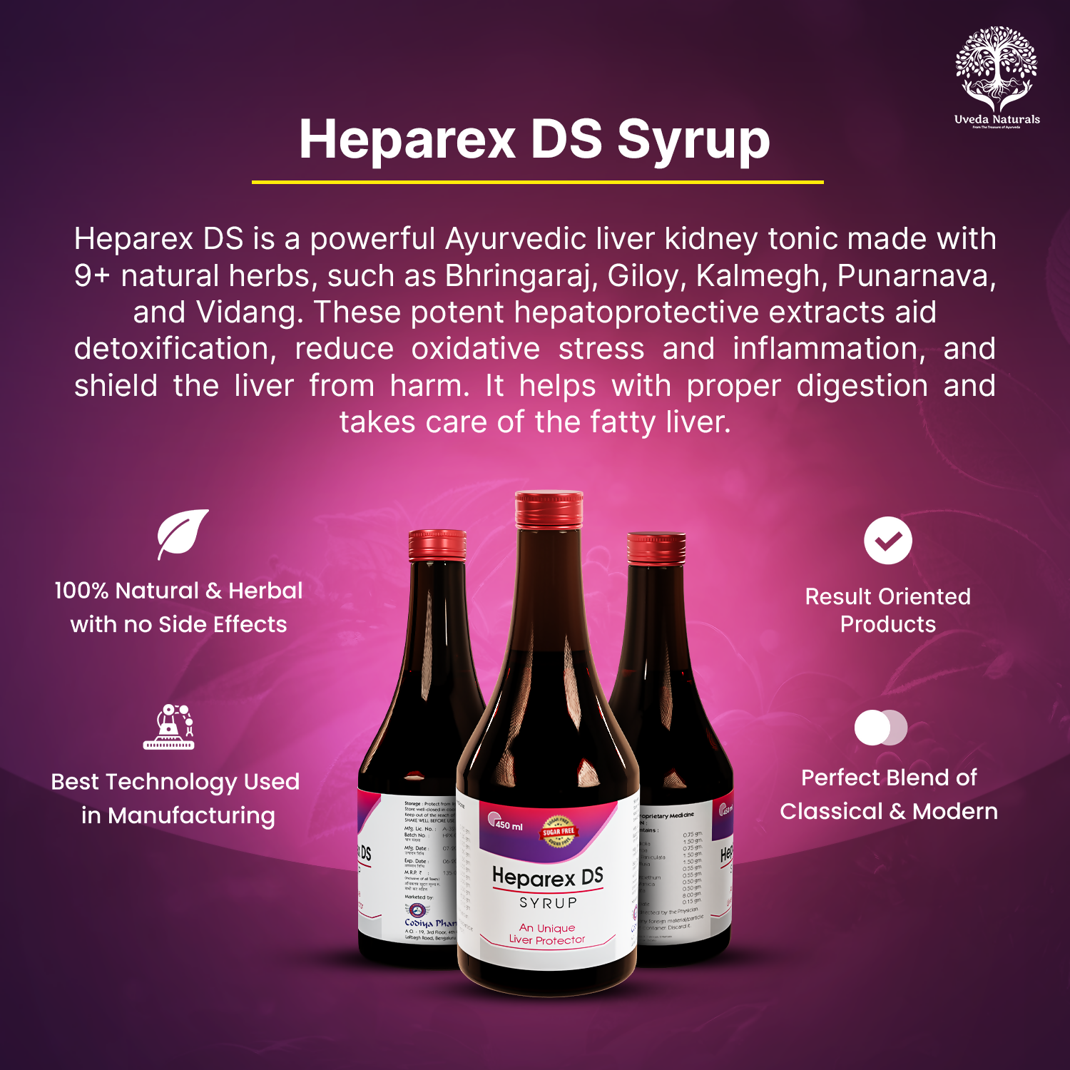 Uveda Naturals Heparex DS Sugar-Free Syrup