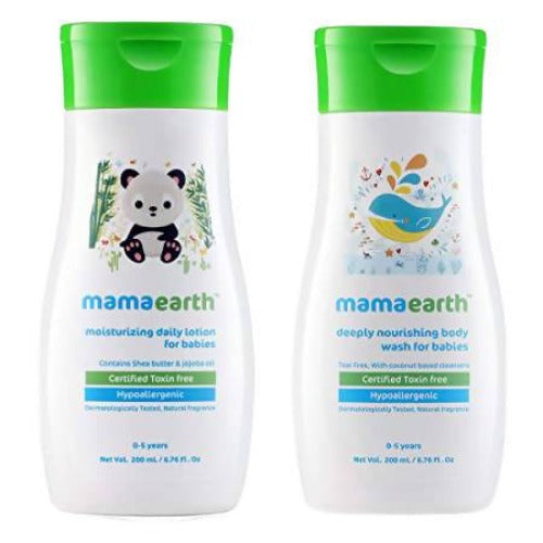 Buy Mamaearth Daily Moisturizing Lotion & Mamaearth Deeply Nourishing Baby Wash For Babies from DrMediCart, Ship from India to USA