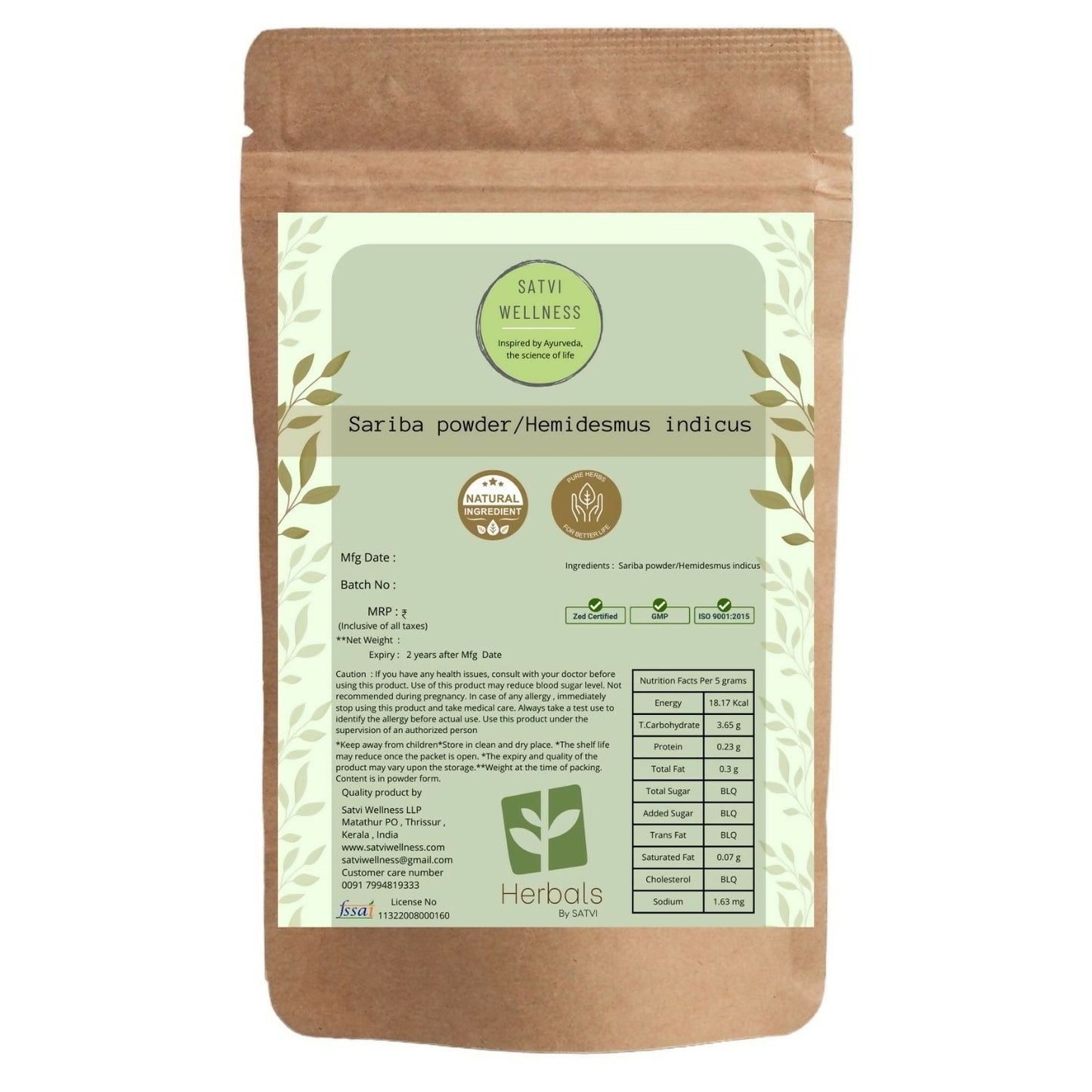 Satvi Wellness Sariba Powder | Hemidesmus Indicus