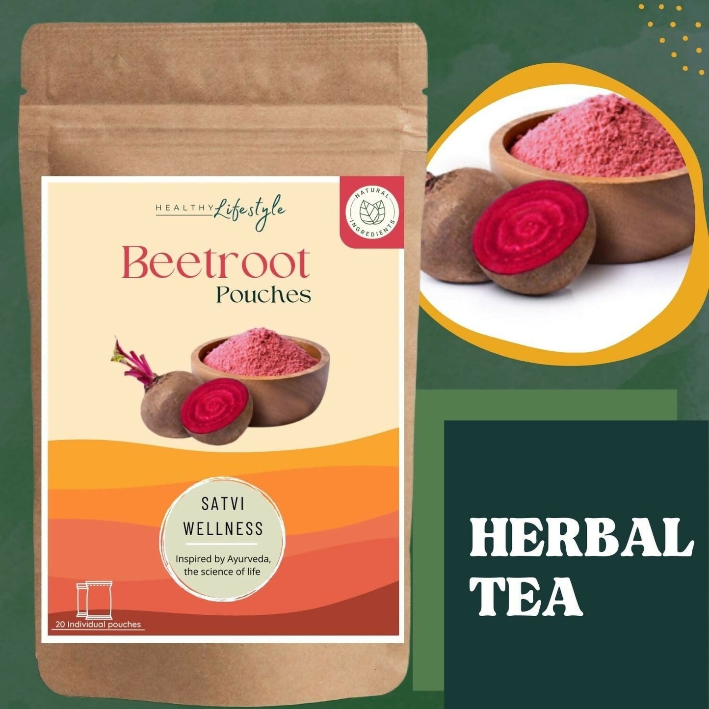 Satvi Wellness Beetroot Powder Pouches