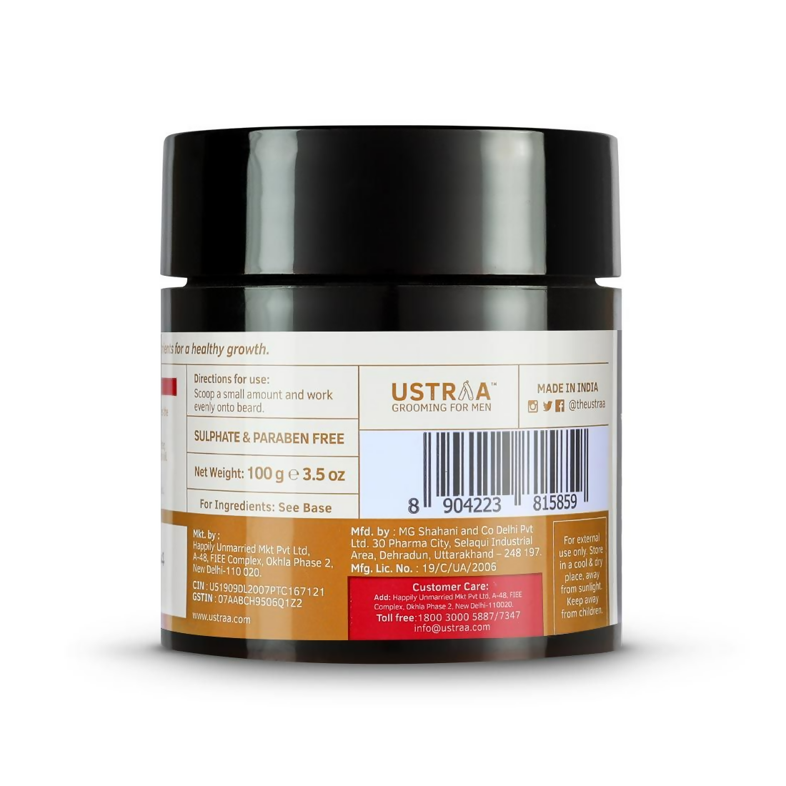 Ustraa Beard Softener Balm Woody - Softens & Nourishes Beard Long Lasting Moisturization
