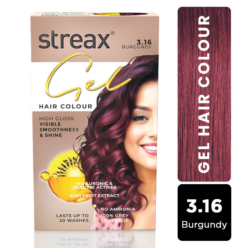 Streax Gel No Ammonia 100% Grey Coverage Hair Color - Burgundy