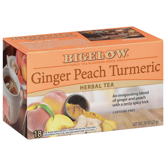 Bigelow Tea Ginger Peach Turmeric Herbal Tea Freshness & Aroma Caffeine Free