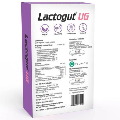 Buy Velbiom Lactogut UG Probiotics Capsules For Women's from DrMediCart, Ship from India to USA