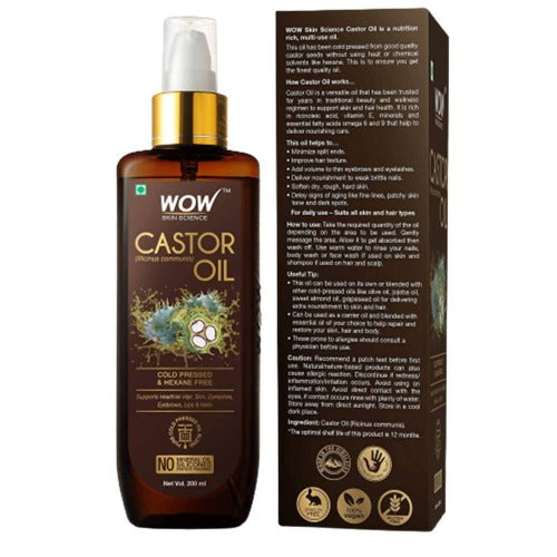 Buy Wow Skin Science Castor Oil 200ml from DrMediCart, Ship from India to USA