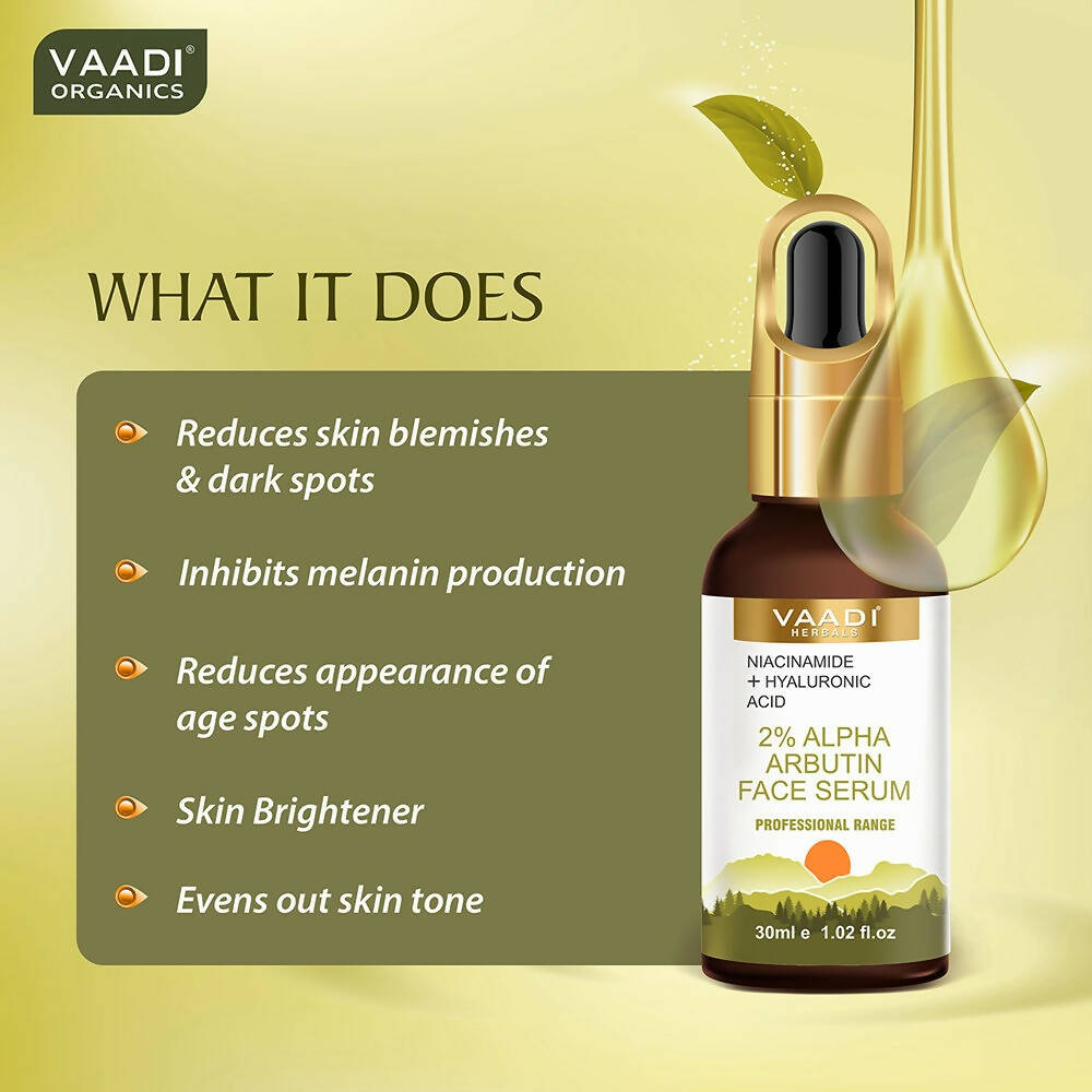 Vaadi Herbals 2% Alpha Arbutin Face Serum With Niacinamide & Hyaluronic Acid - Drmedicart