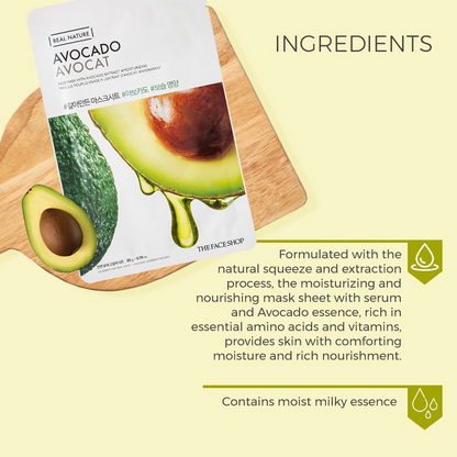 The Face Shop Real Nature Avocado Face Mask - Korean Skincare
