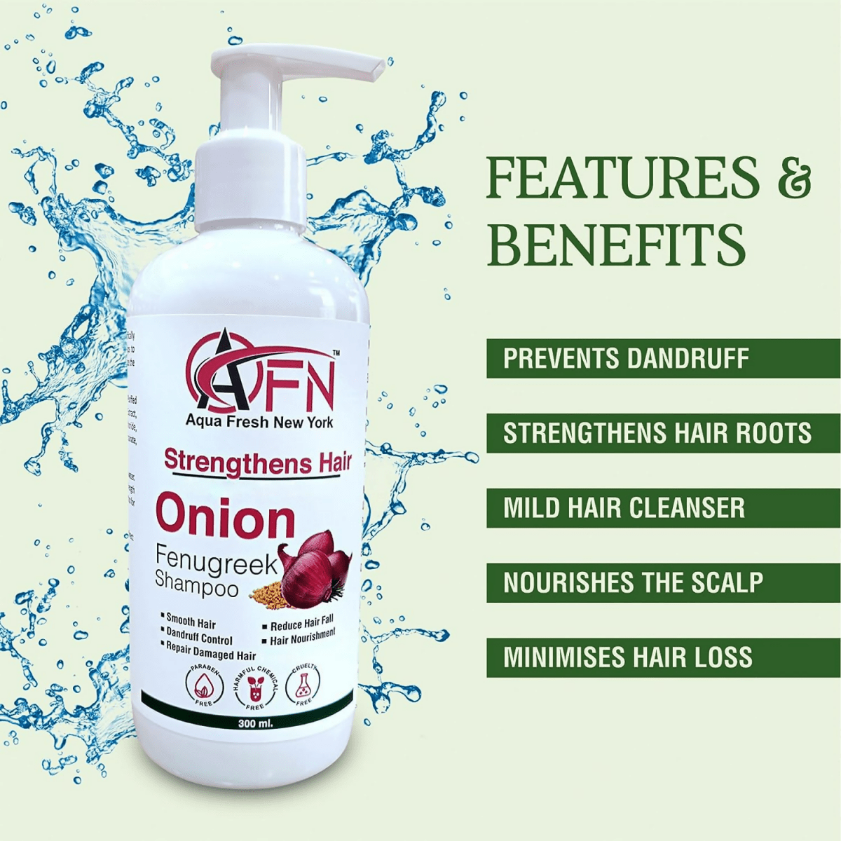 AFN Aqua Fresh New York Onion Fenugreek Shampoo - DrMediCart
