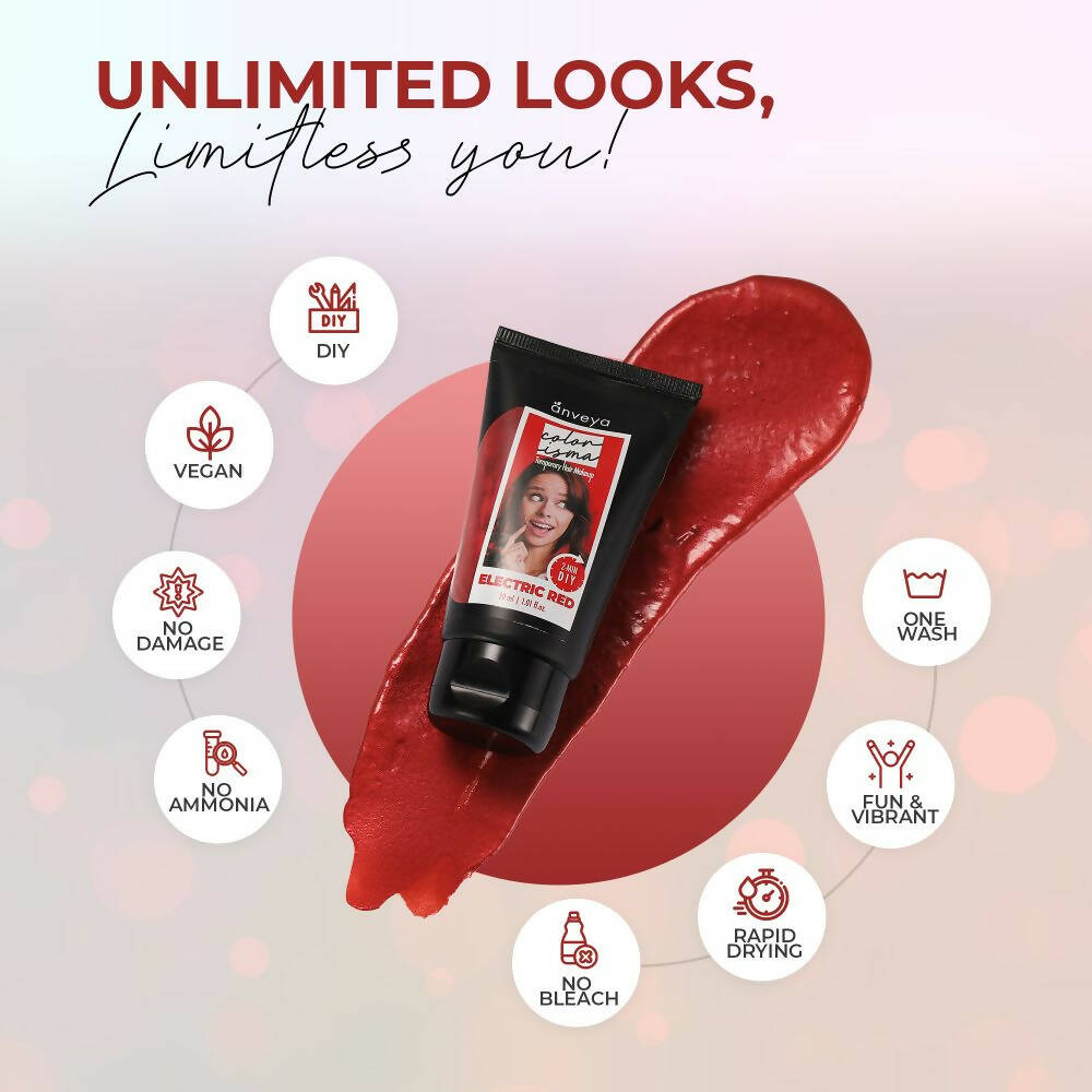 Buy Anveya Colorisma Electric Red - Temporary Hair Color from DrMediCart, Ship from India to USA