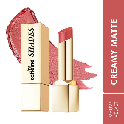 mCaffeine Shades Creamy Matte Kiss Bullet Lipstick Moisturizing Lightweight - Mauve Velvet